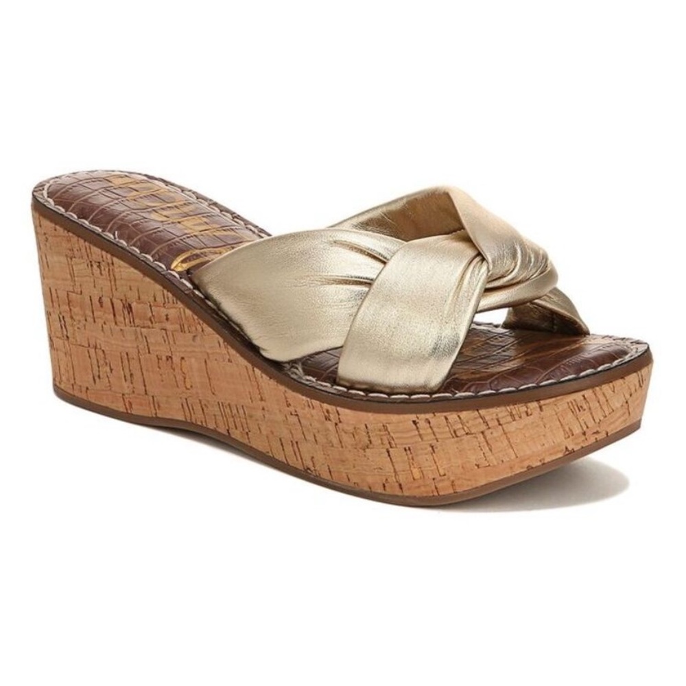 Metallic Gold Wedge Sandal Slip-On